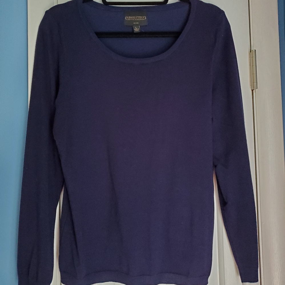 Absolutely Navy with White Sleeve Trim Sweater